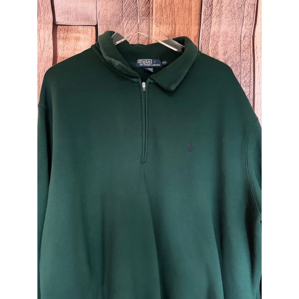 Polo Ralph Lauren Quarter Zip Sweatshirt‎ Green Preppy Classic Heritage Size XXL